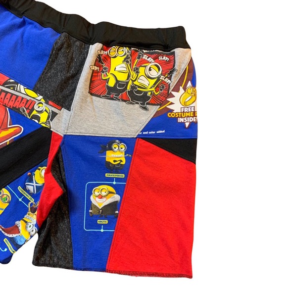 1 of 1 patchwork shorts, reworked custom, elastic waistband 32”-38” mens - Picture 6 of 7